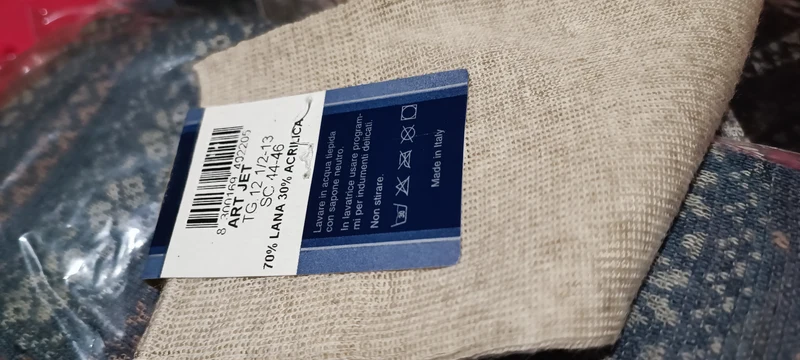 Calze uomo fantasia Elisir alto Facenti, lana 70%,sei paia. Taglia 12,5/13. 500g.