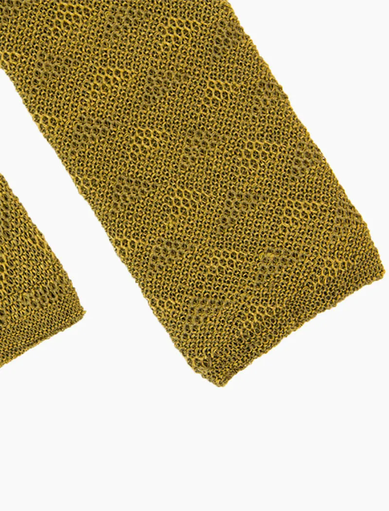 Olive Green Diamonds Linen Knitted Tie