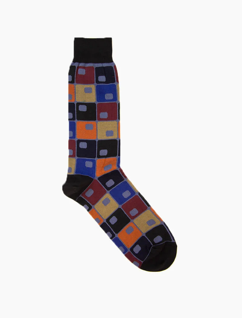 Charcoal 70's Squares Organic Cotton Socks