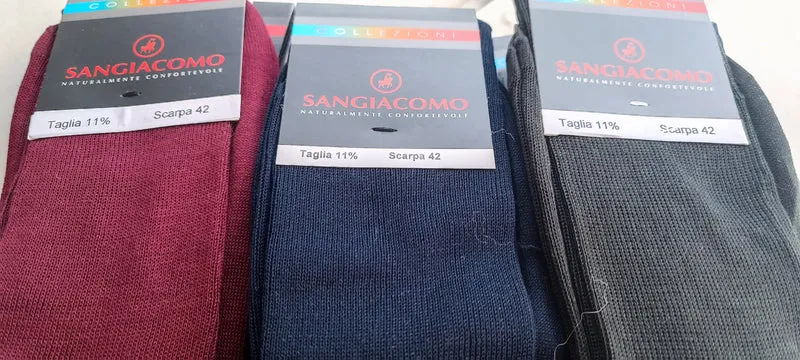 Calzino corto uomo, % filo di scozia, prodotto italiano Sangiacomo, 5 paia, taglia 12% - scarpa 44.colori in foto. 250g.