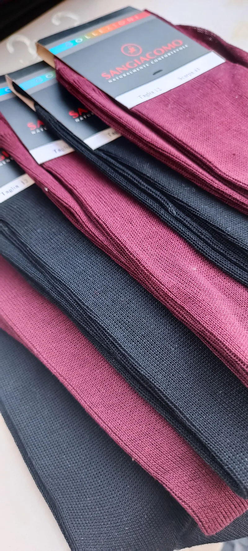 Calzino corto uomo, % filo di scozia, prodotto italiano Sangiacomo, 6 paia, taglia 12 - scarpa 43.colori in foto. 300g.