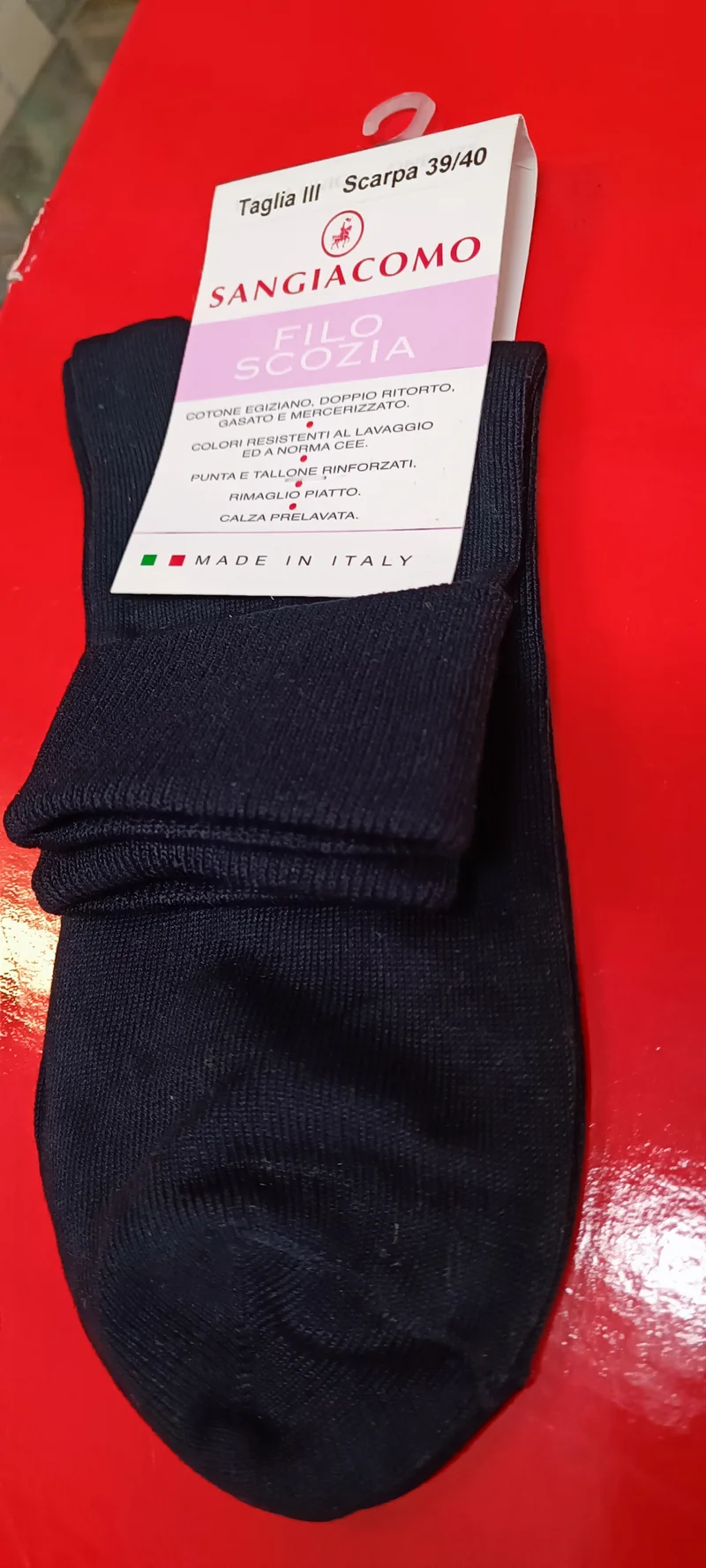 Calzino corto in filo di scozia, tipo rovescino, marca Sangiacomo.50g.