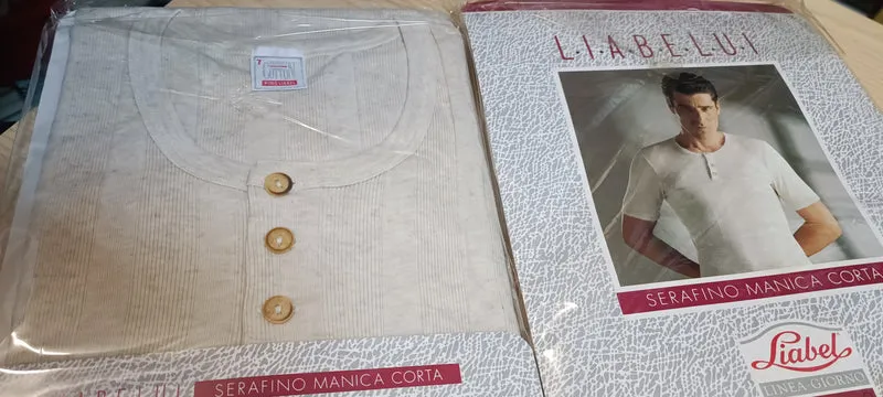 Serafino manica corta Liabel, puro cotone, colore ecrù ,misura 7. 200g.