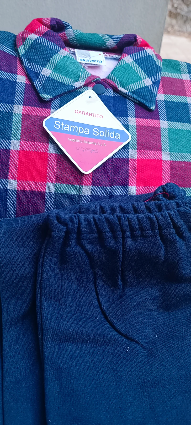 Completo pantalone e casacca Baby Cresci, comodo ed elegante, di grande qualità. 500 g..