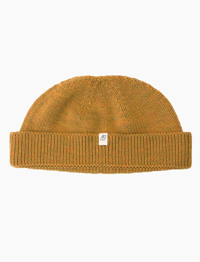 Ochre Yellow Solid Wool Fisherman Beanie