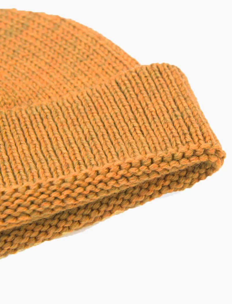 Ochre Yellow Solid Wool Fisherman Beanie