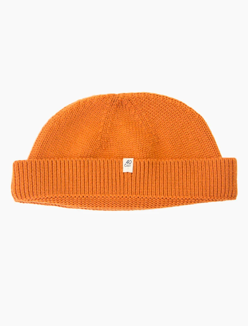 Orange Solid Wool Fisherman Beanie