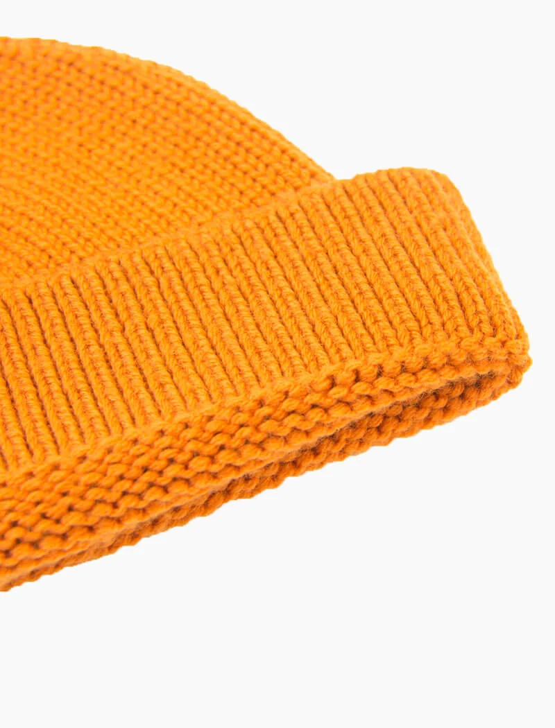 Orange Solid Wool Fisherman Beanie