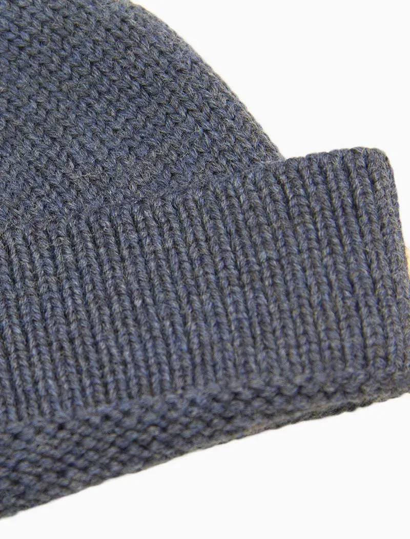 Navy Solid Wool Fisherman Beanie