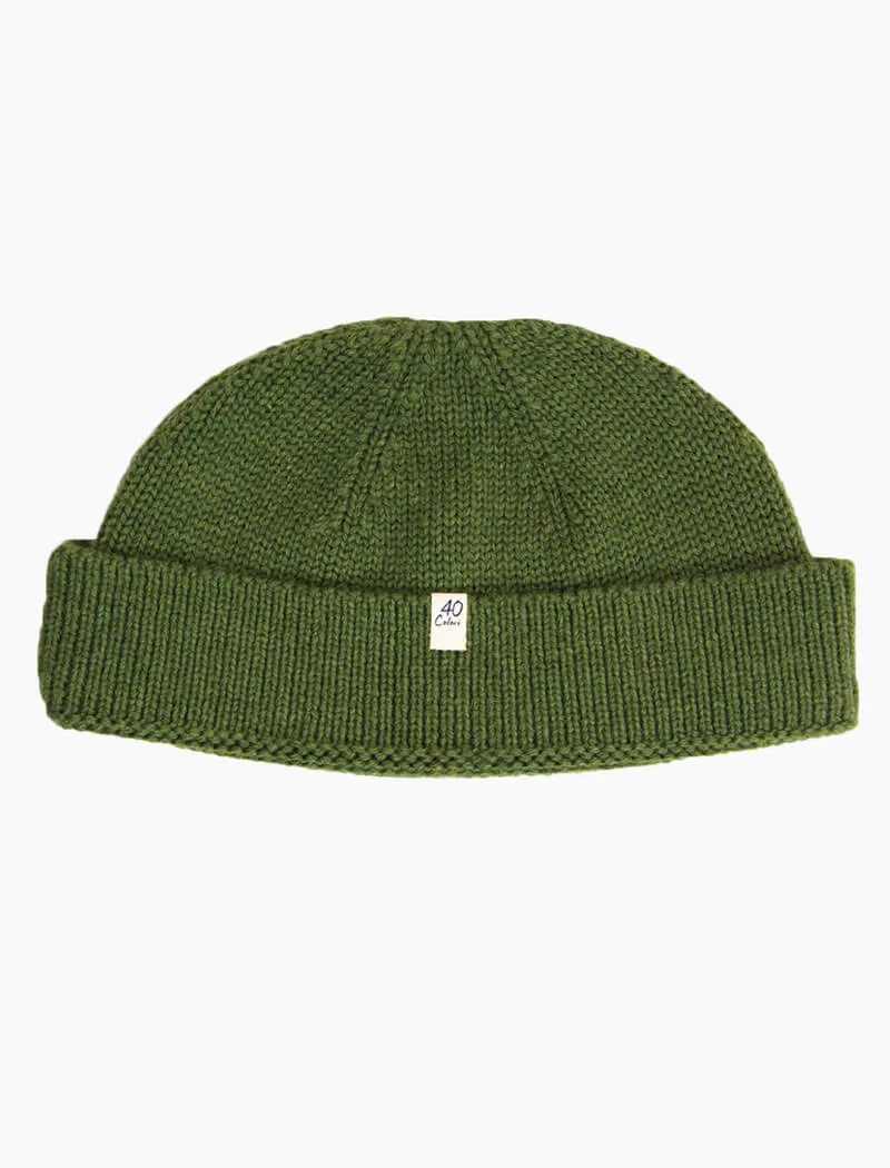 Olive Green Solid Wool Fisherman Beanie
