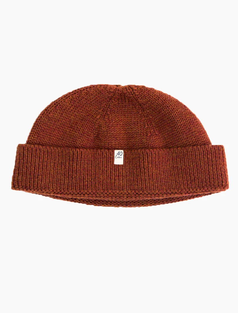 Rust Solid Wool Fisherman Beanie