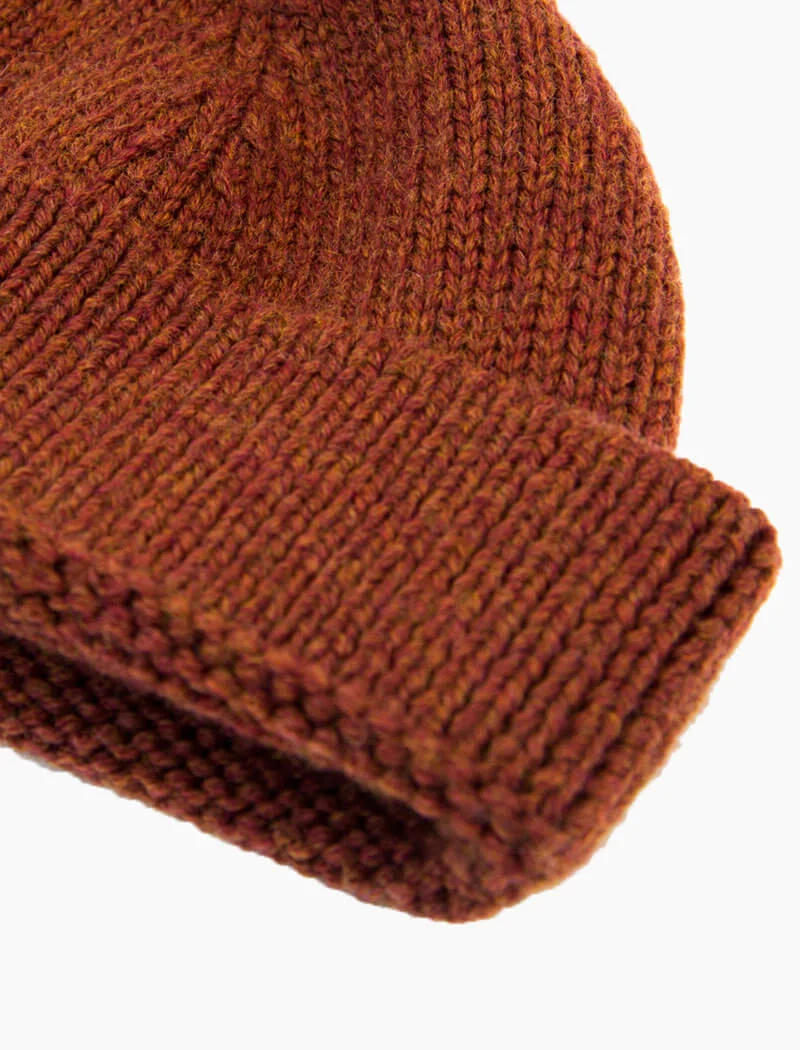 Rust Solid Wool Fisherman Beanie