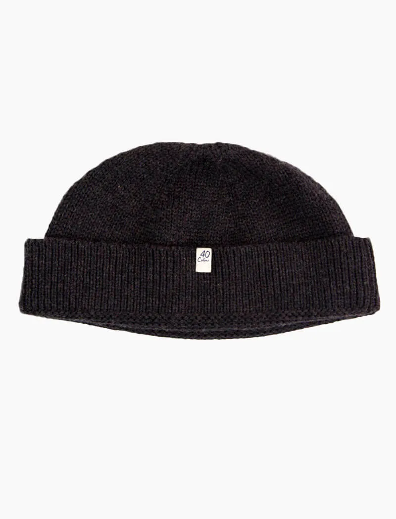 Charcoal Solid Wool Fisherman Beanie
