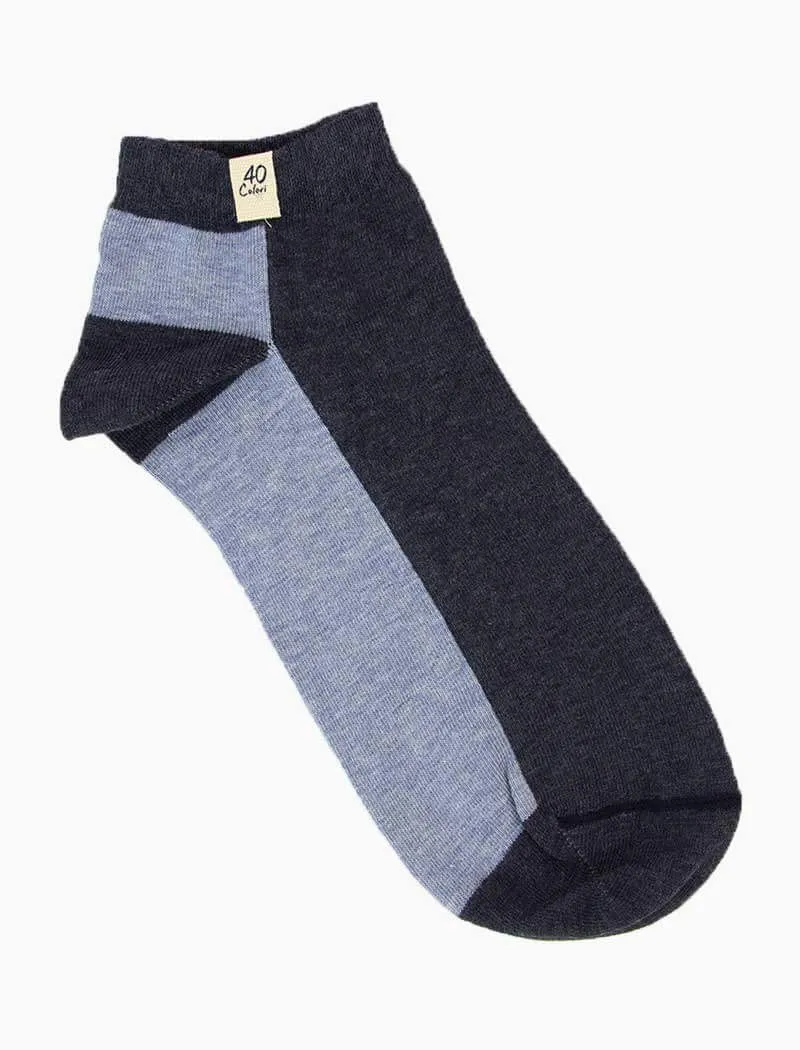 Blue Two Toned Short Organic Cotton Socks