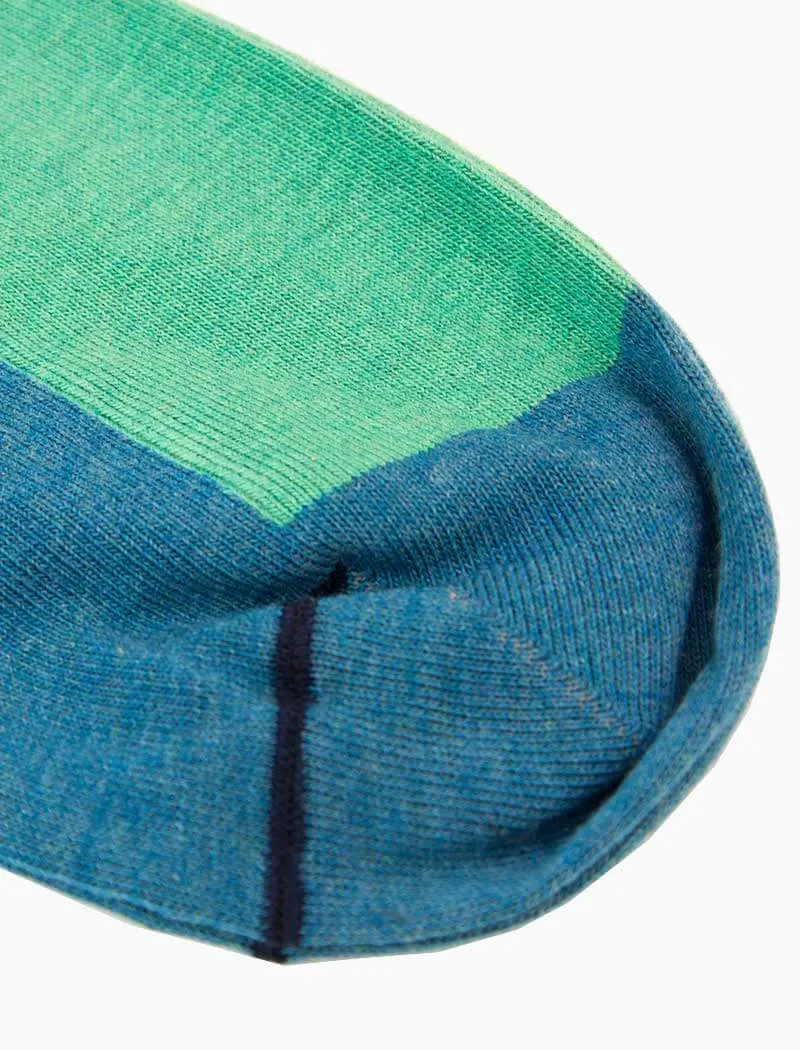 Petrol Blue Two Toned Short Organic Cotton Socks