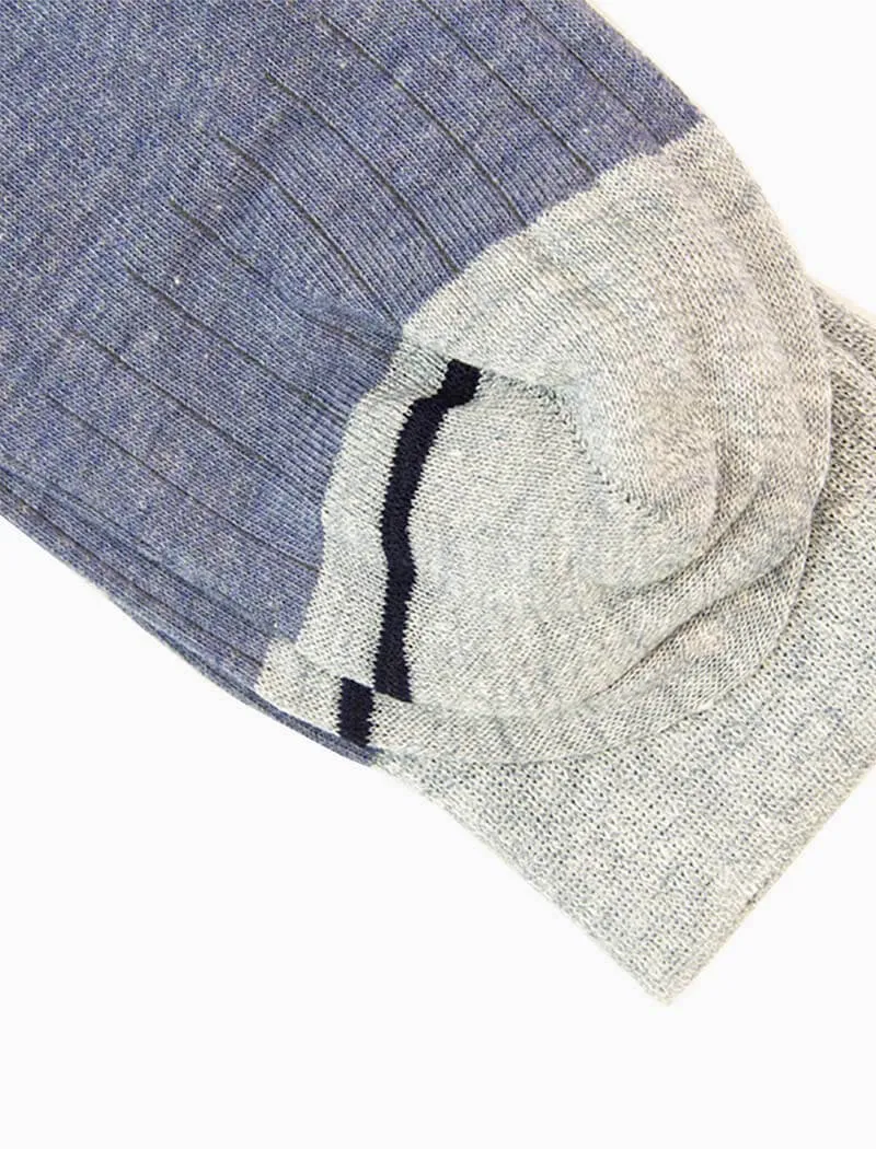 Jeans Blue Ribbed Linen & Organic Cotton Socks