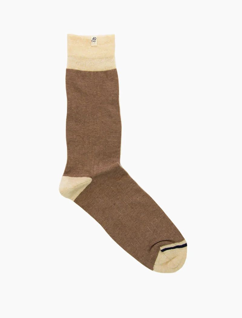 Brown Ribbed Linen & Organic Cotton Socks