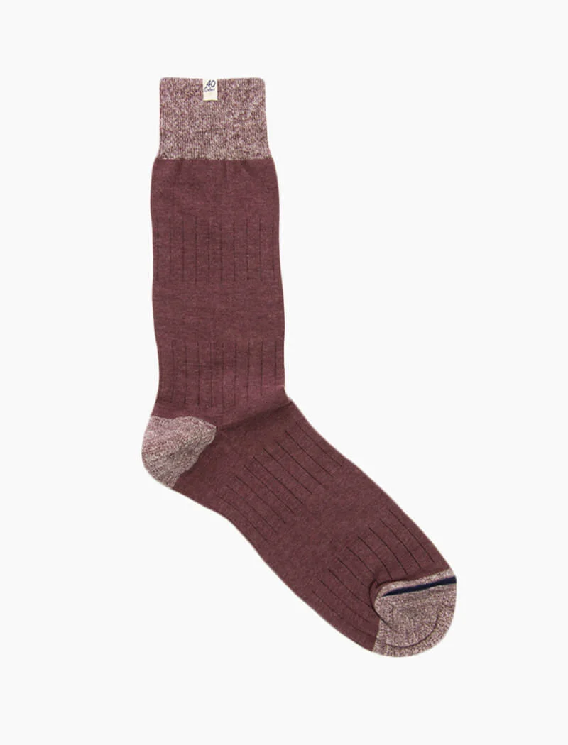 Burgundy Ribbed Linen & Organic Cotton Socks