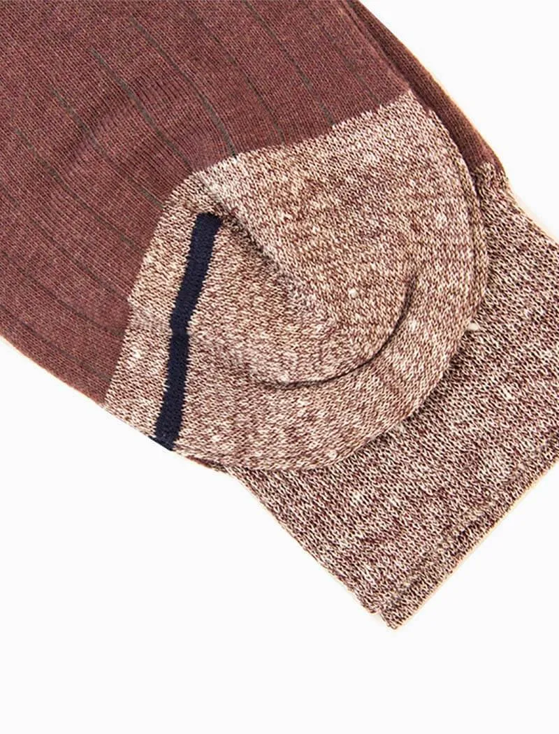 Burgundy Ribbed Linen & Organic Cotton Socks