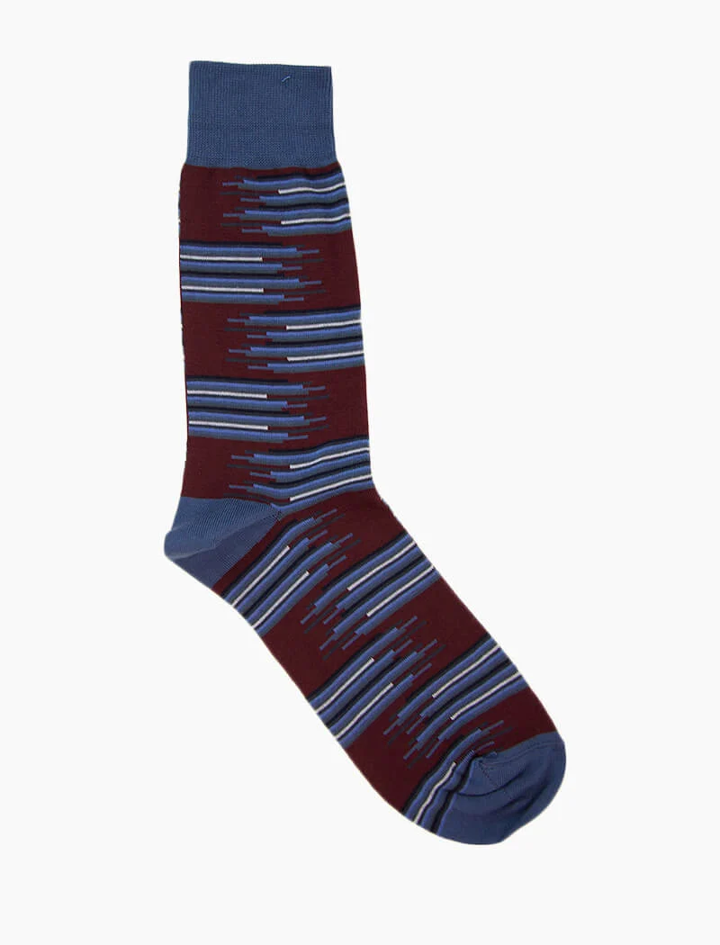 Burgundy Gradient Random Stripes Organic Cotton Socks