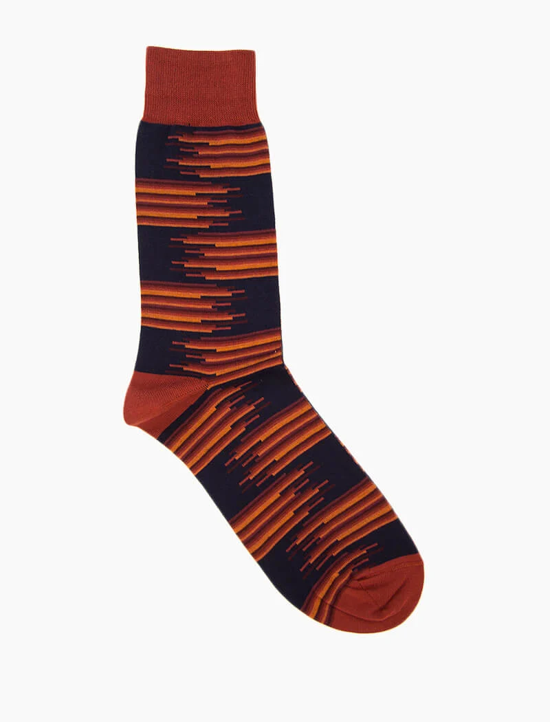 Navy Gradient Random Stripes Organic Cotton Socks