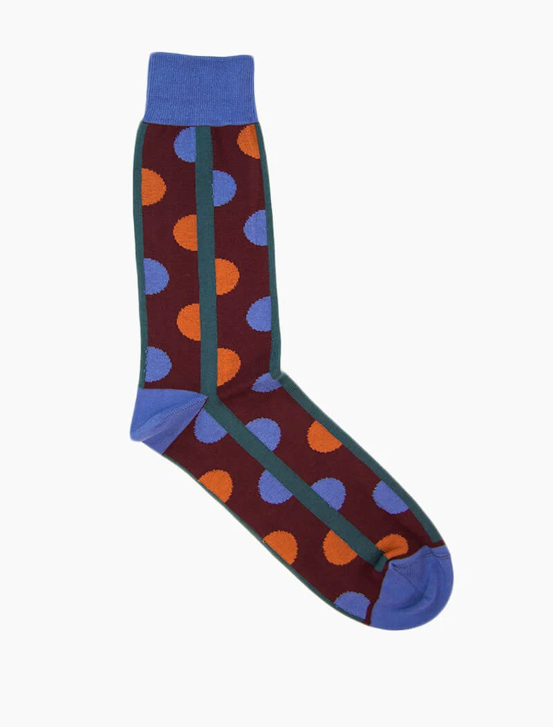 Burgundy Half Circles Organic Cotton Socks