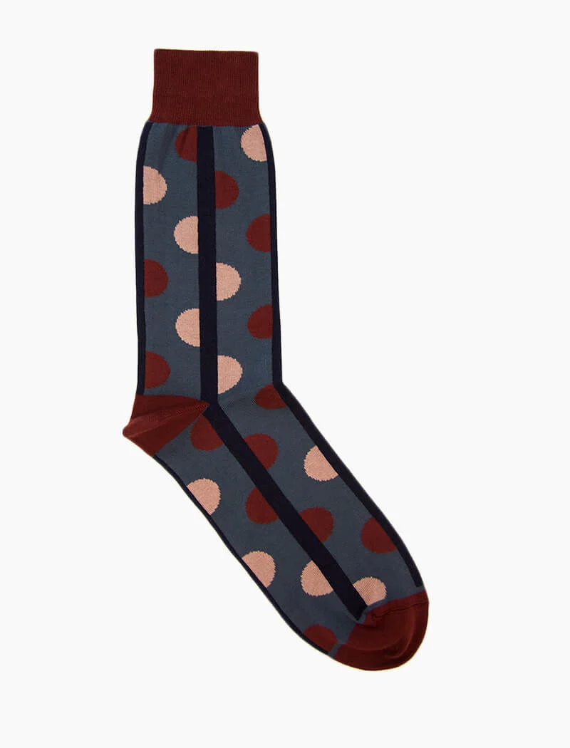 Grey Blue Half Circles Organic Cotton Socks