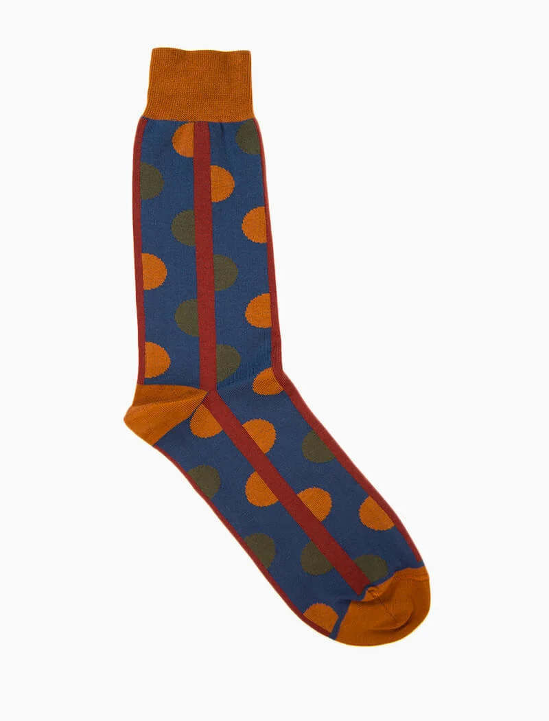 Petrol Blue Half Circles Organic Cotton Socks