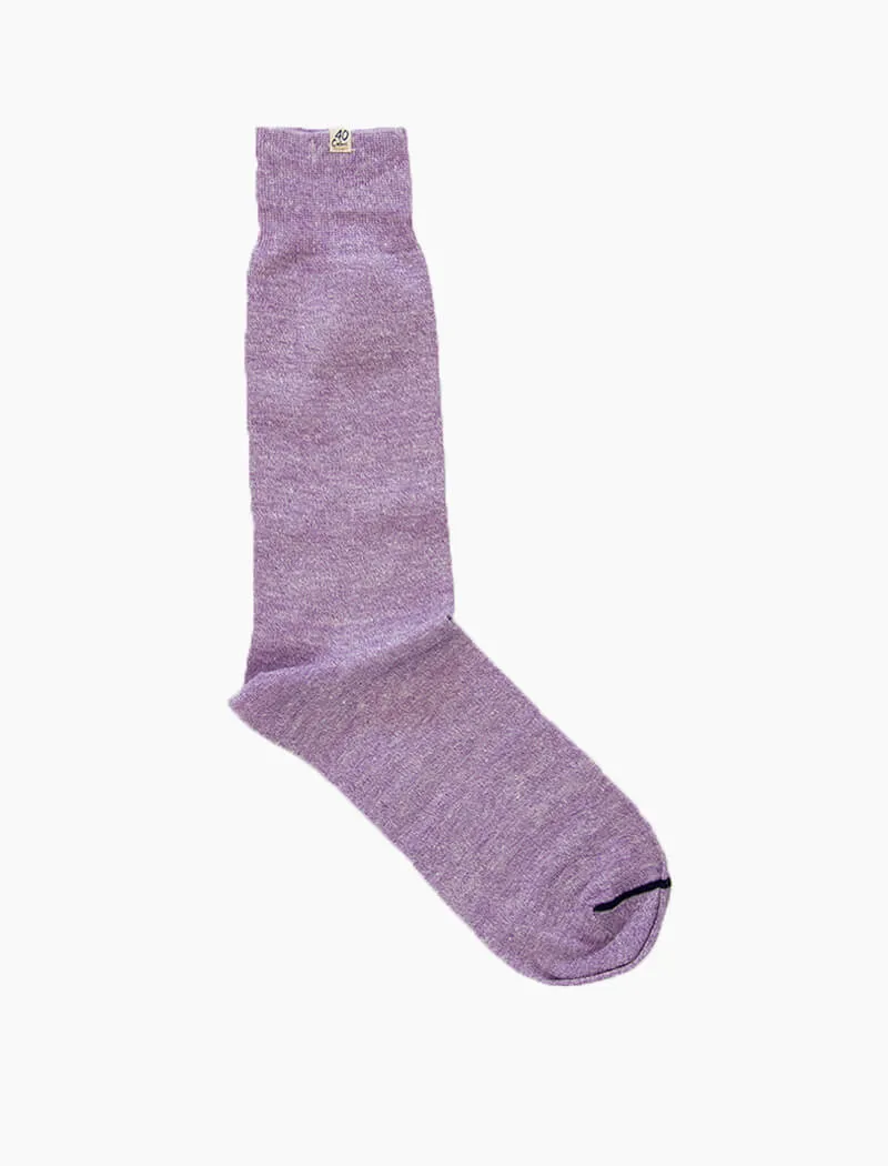 Purple Solid Melange Linen & Organic Cotton Socks