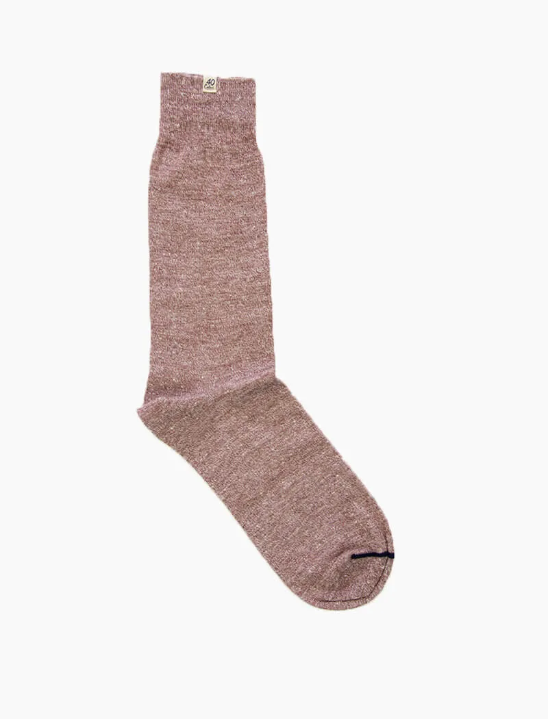 Brown Solid Melange Linen & Organic Cotton Socks