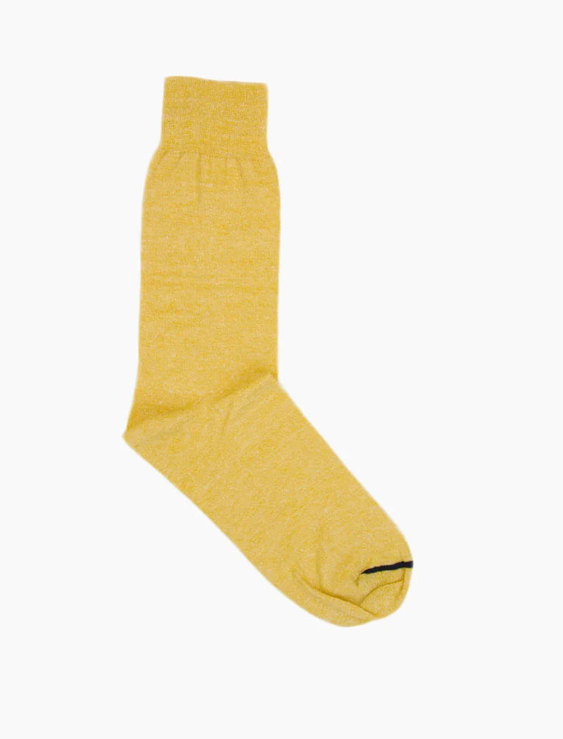 Yellow Solid Melange Linen & Organic Cotton Socks