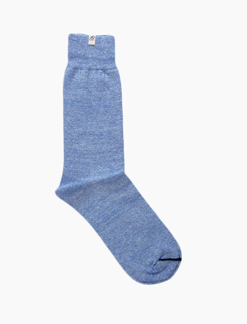 Light Blue Solid Melange Linen & Organic Cotton Socks