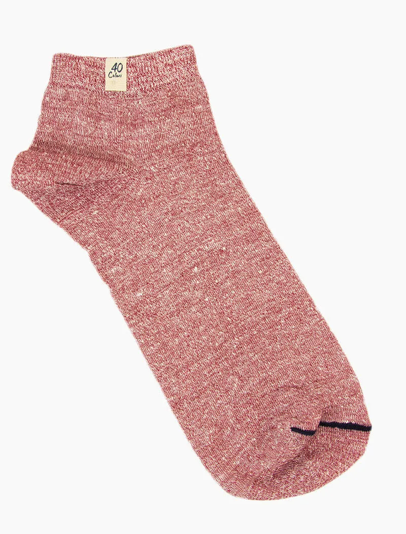 Red Melange Short Linen & Organic Cotton Socks