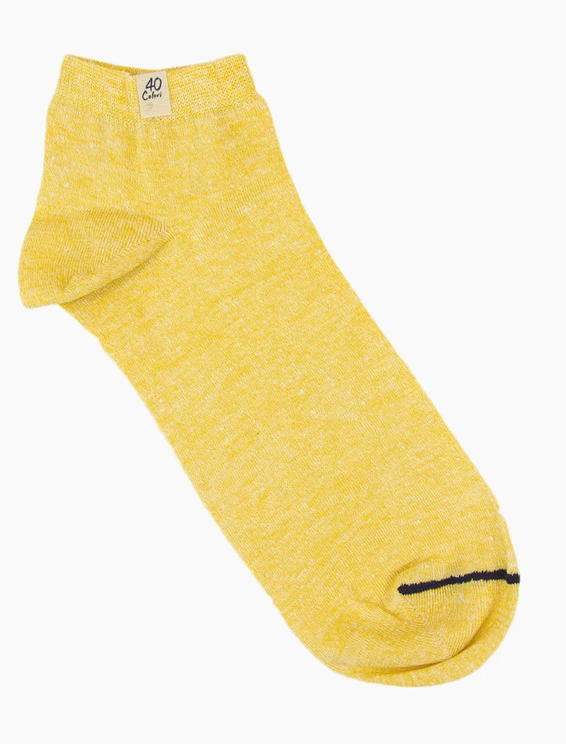 Yellow Melange Short Linen & Organic Cotton Socks