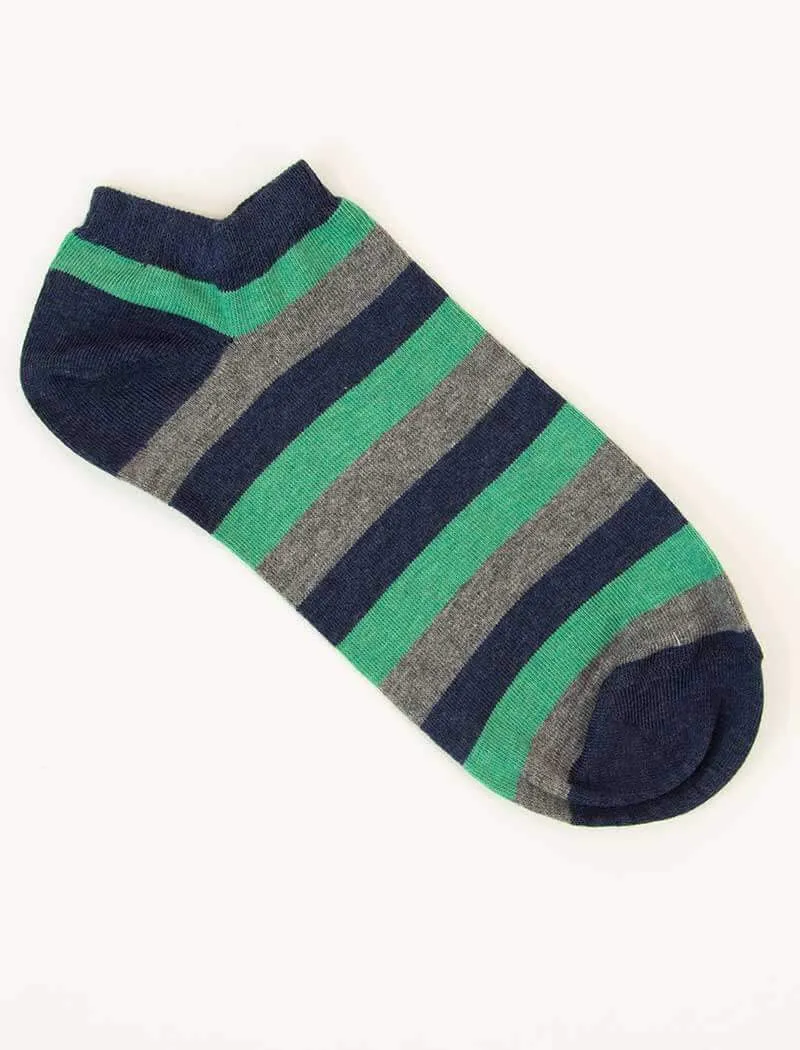 Teal Thick Striped Short Organic Cotton Socks