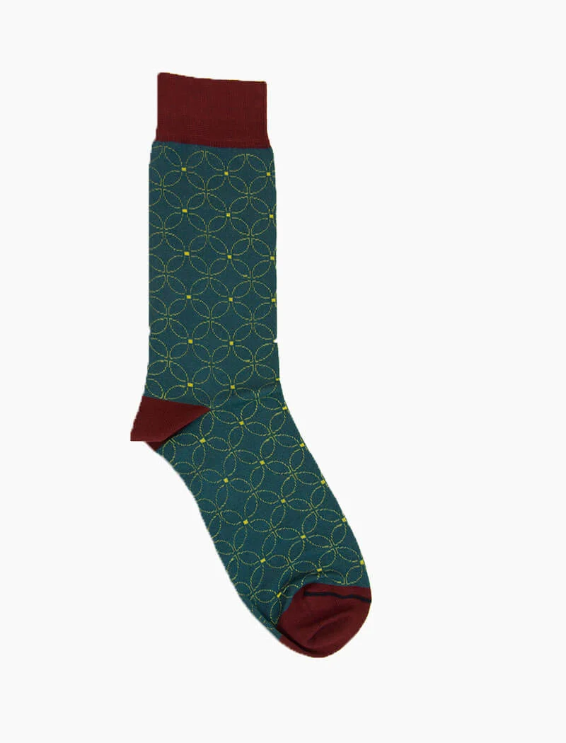 Petrol Blue Sicilian Mosaic Organic Cotton Socks