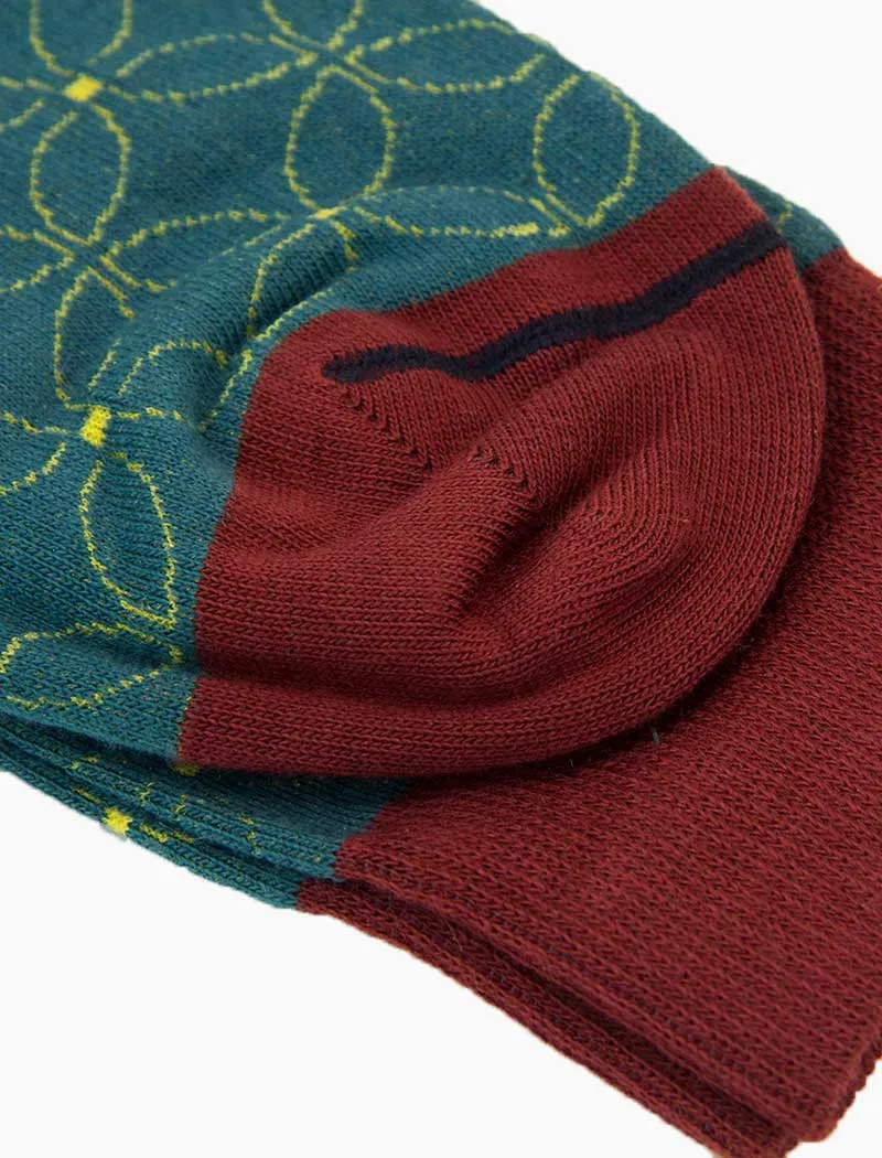 Petrol Blue Sicilian Mosaic Organic Cotton Socks