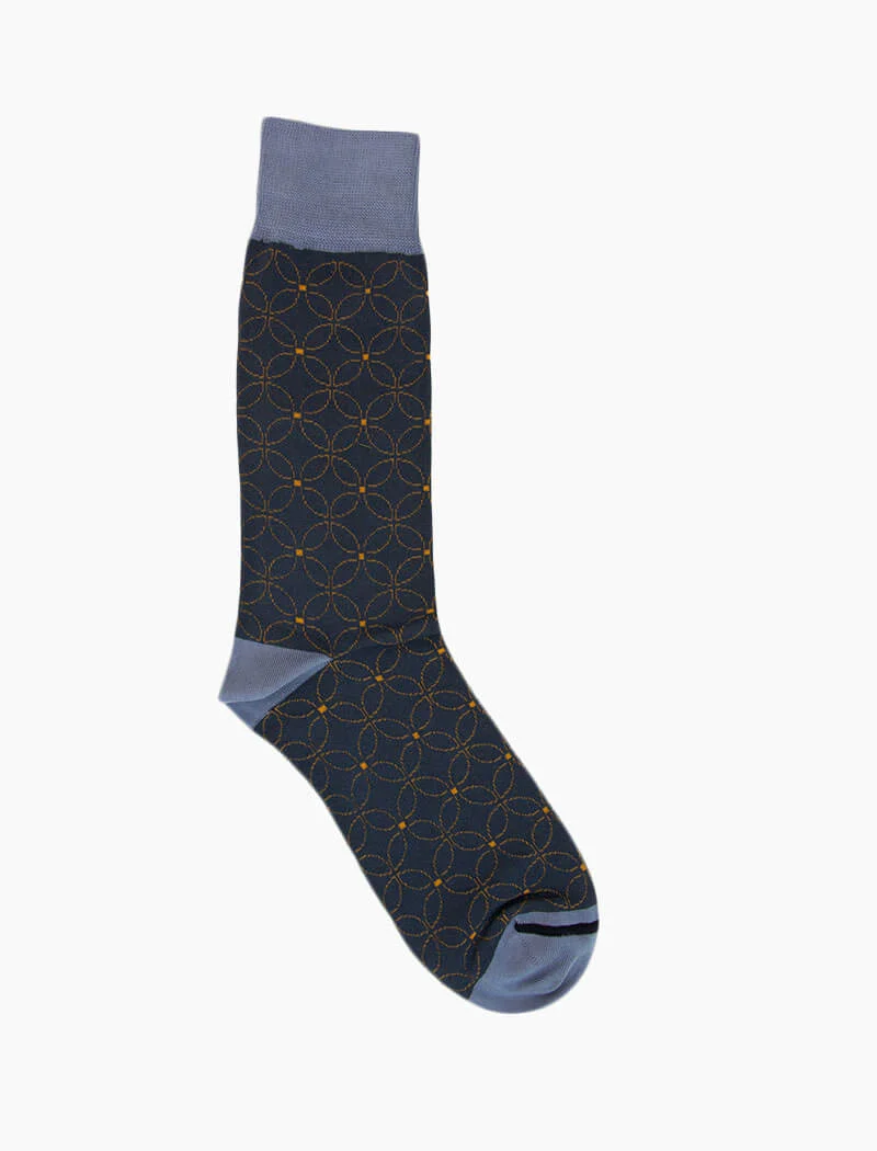Grey Blue Sicilian Mosaic Organic Cotton Socks