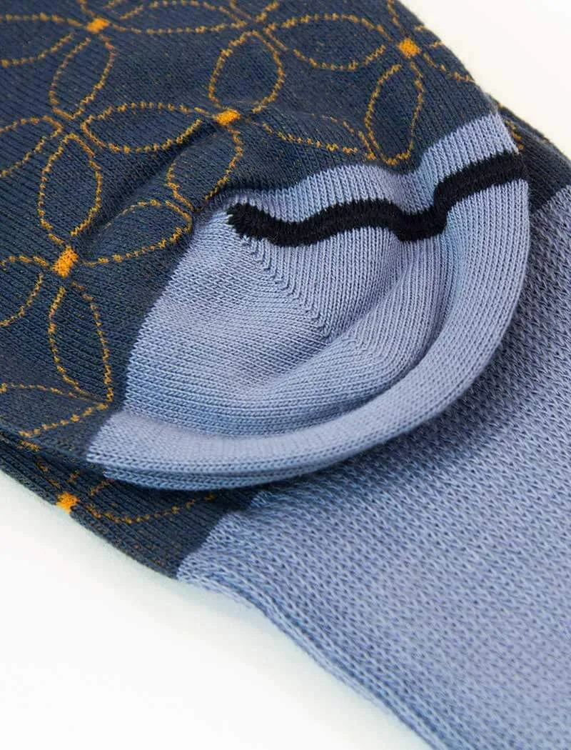 Grey Blue Sicilian Mosaic Organic Cotton Socks