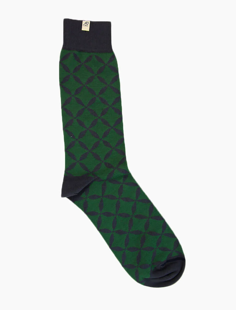 Dark Green Crisscross Organic Cotton Socks