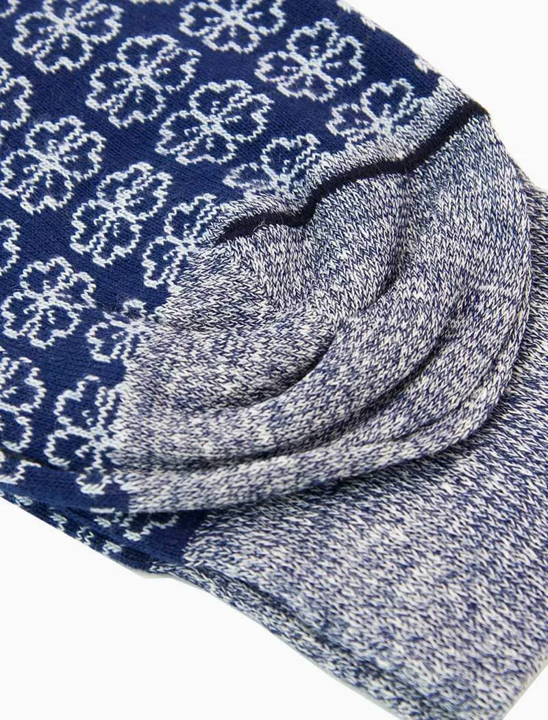Blue Small Flowers Linen & Organic Cotton Socks