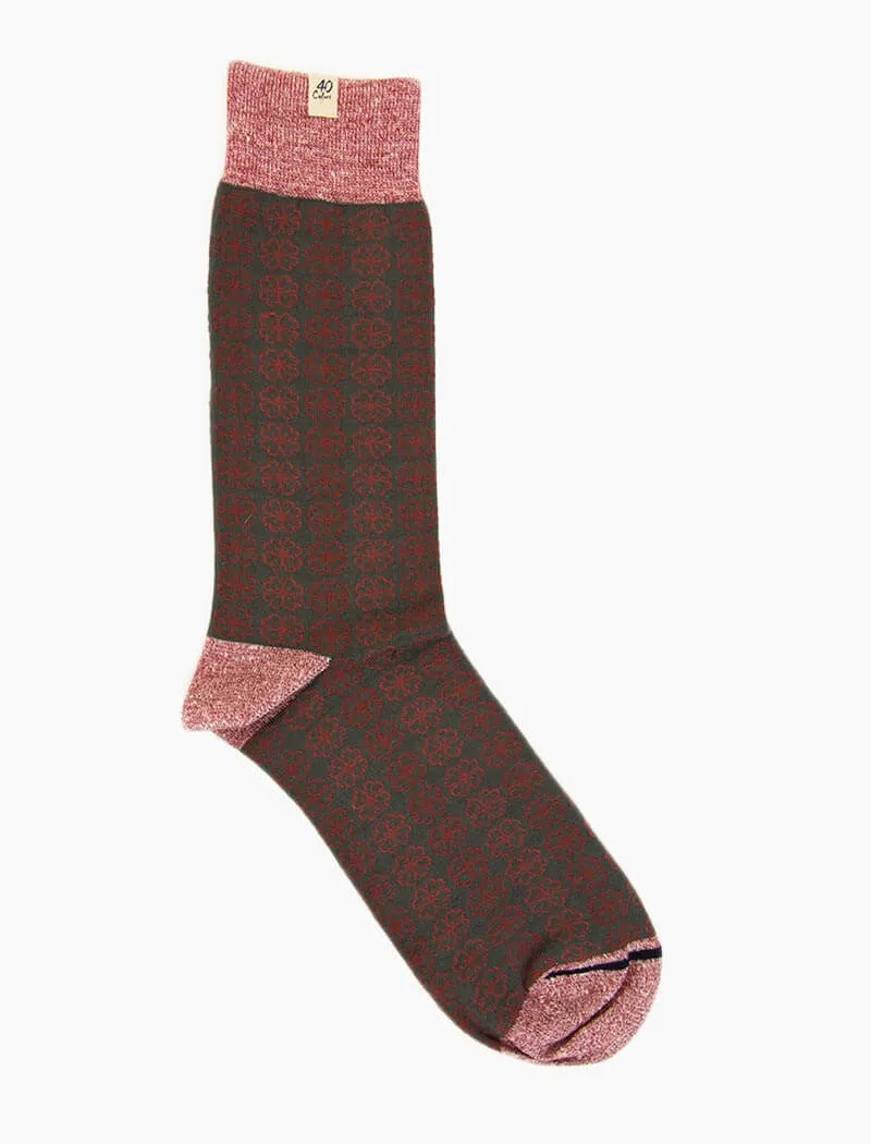 Grey Small Flowers Linen & Organic Cotton Socks