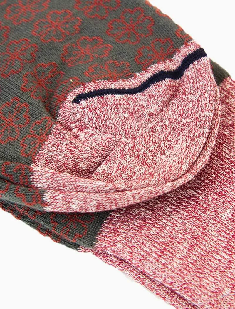 Grey Small Flowers Linen & Organic Cotton Socks