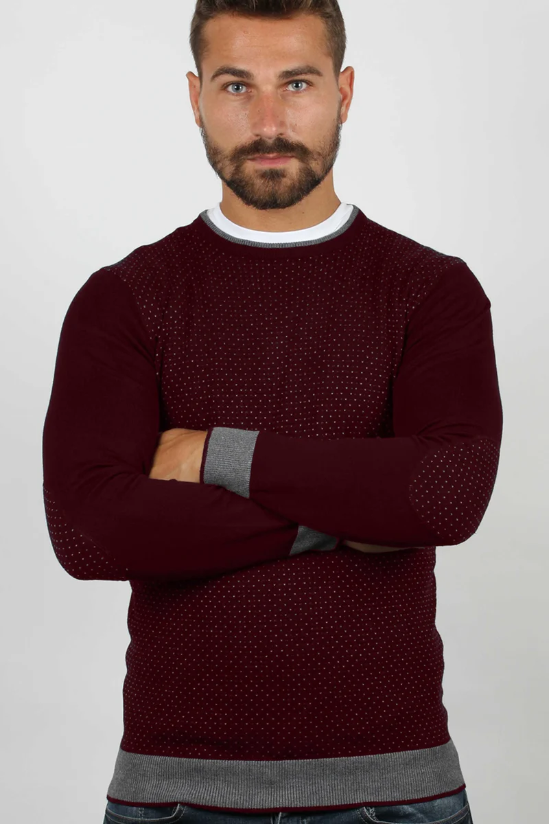 Pullover uomo con pois a contrasto