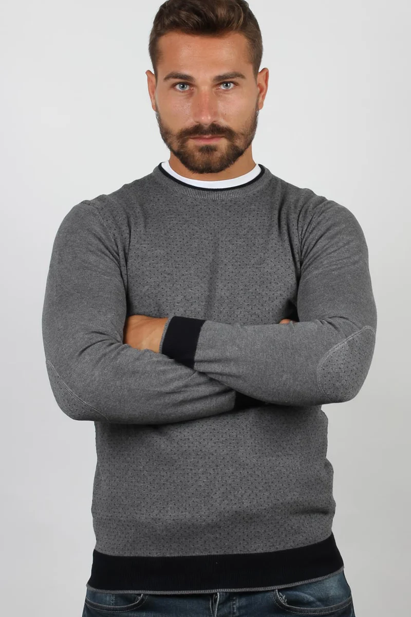 Pullover uomo con pois a contrasto