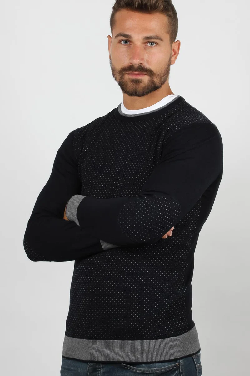 Pullover uomo con pois a contrasto