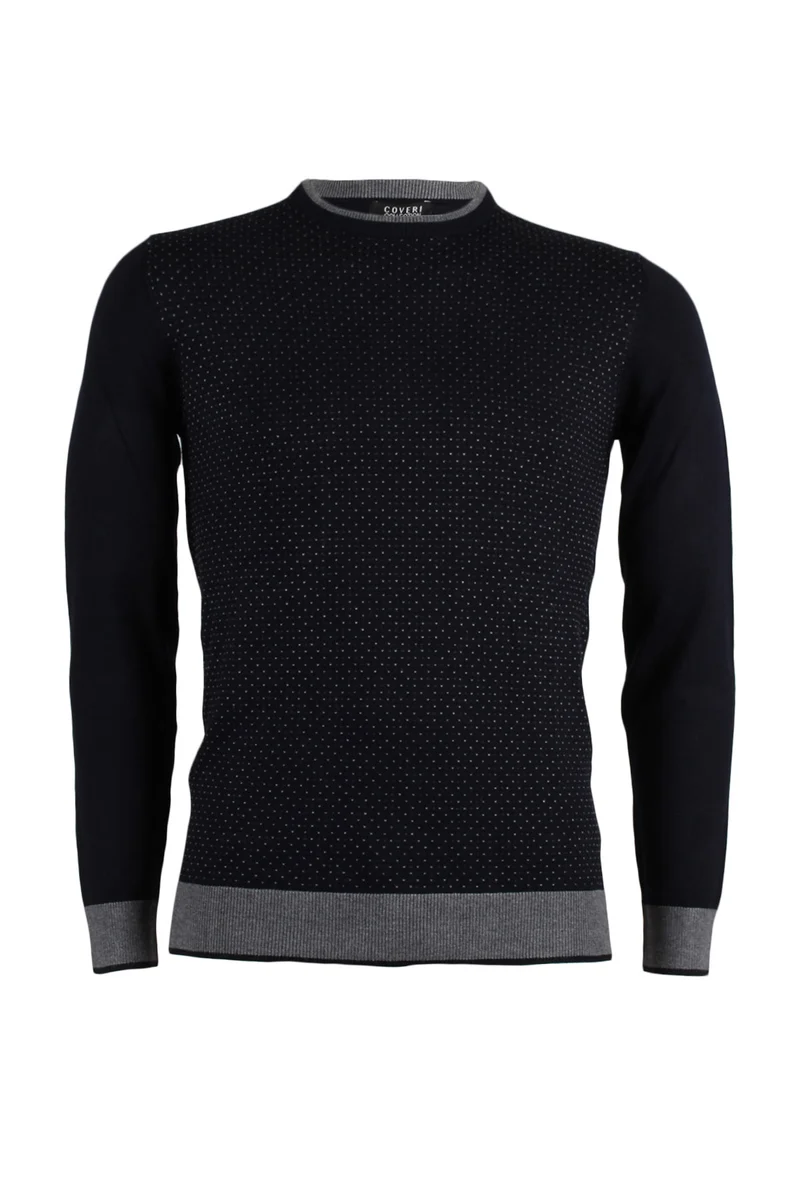 Pullover uomo con pois a contrasto