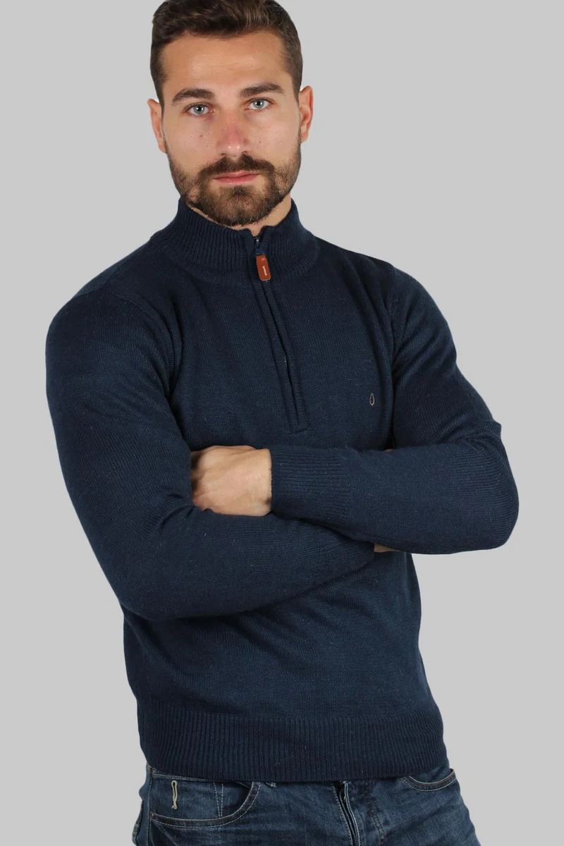 Pullover uomo tinta unita con lavorazione tricot