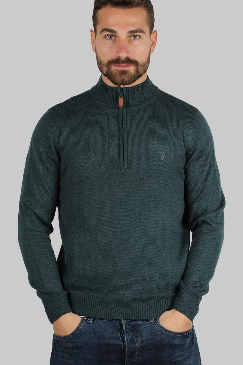Pullover uomo tinta unita con lavorazione tricot