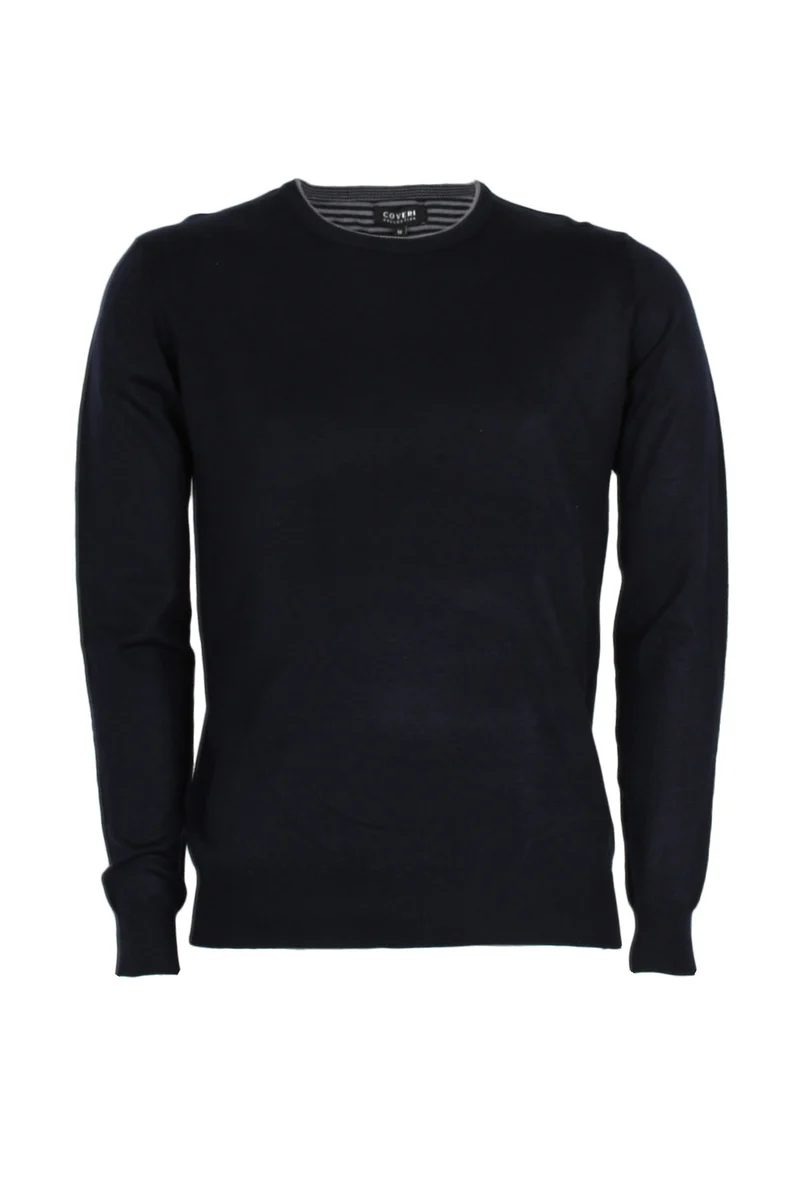 Pullover uomo girocollo con profili a contrasto